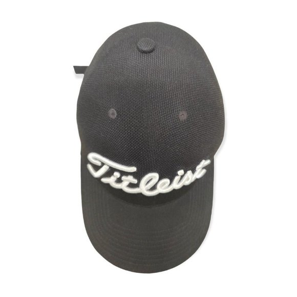 Titleist Golf Tour Hat Cap Pro V1 FJ Logo Black Adjustable Strap Embossed - Picture 8 of 13